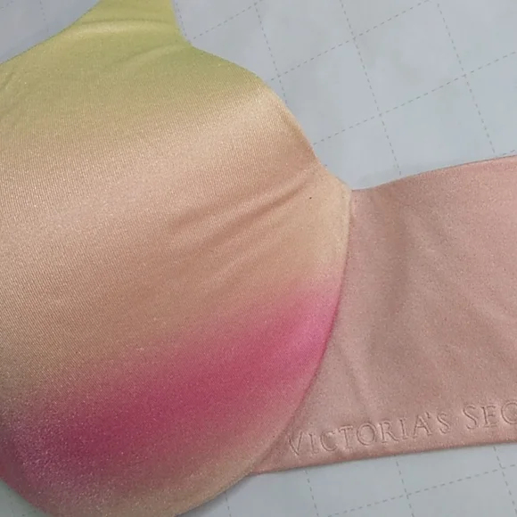 #235 Pink Yellow 36B Lined Perfect Coverage Bra some wear - Picture 3 of 8